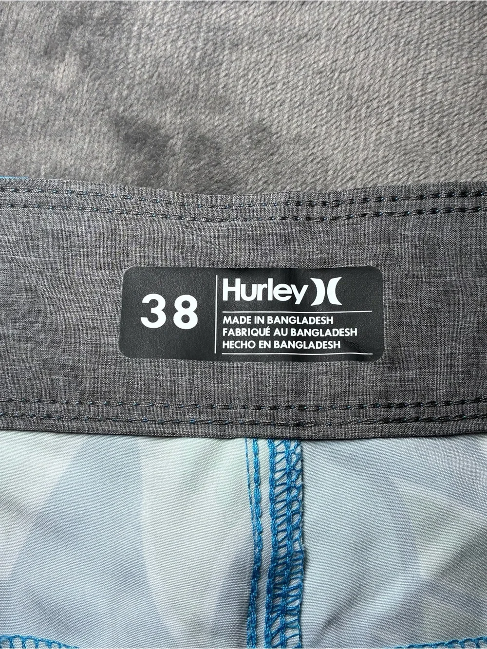 Hurley Board Shorts Mens 38 Blue Tropical Swim Trunks Quick Dry Beach